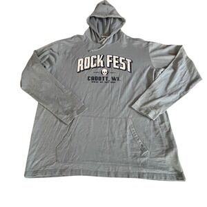 Camp David Rock Fest Cadott WI Gray Graphic Hoodie Mens XL Long Sleeve Shirt